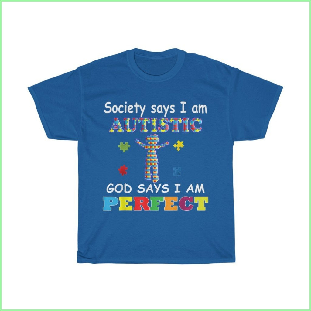 God Says Im Perfect - Autism Tee L / Royal T-Shirt