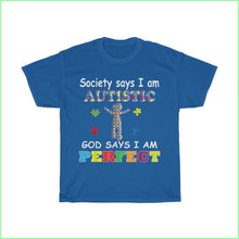 Load image into Gallery viewer, God Says Im Perfect - Autism Tee L / Royal T-Shirt
