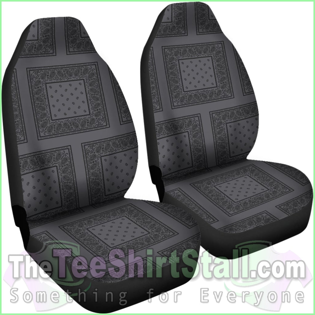 Gray And Black Bandana Car Cover Seats - Patch