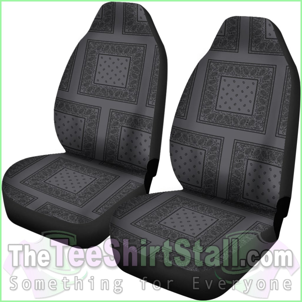 Gray And Black Bandana Car Cover Seats - Patch