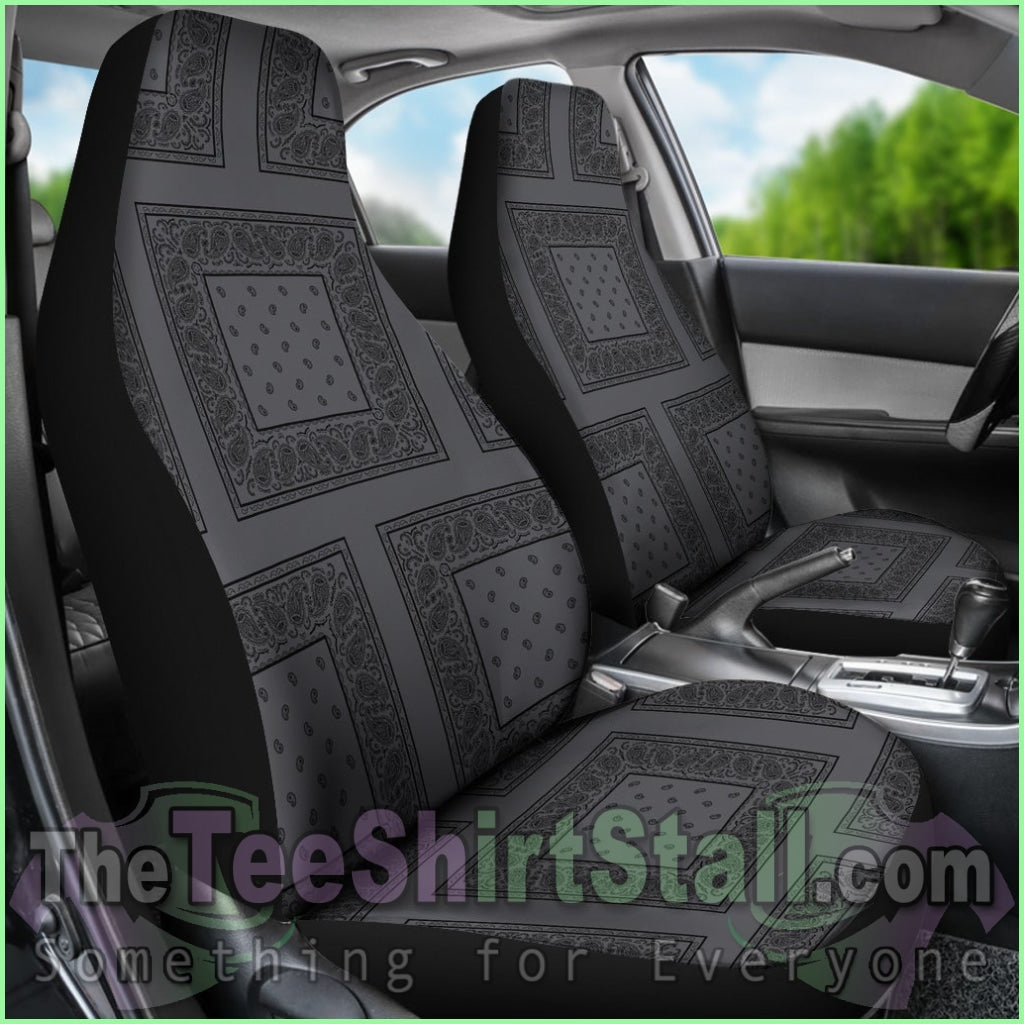 Gray And Black Bandana Car Cover Seats - Patch