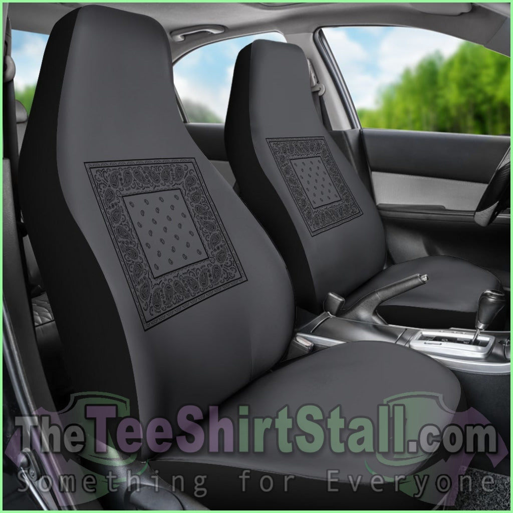 Gray And Black Red Bandana Car Cover Seats - Minimal