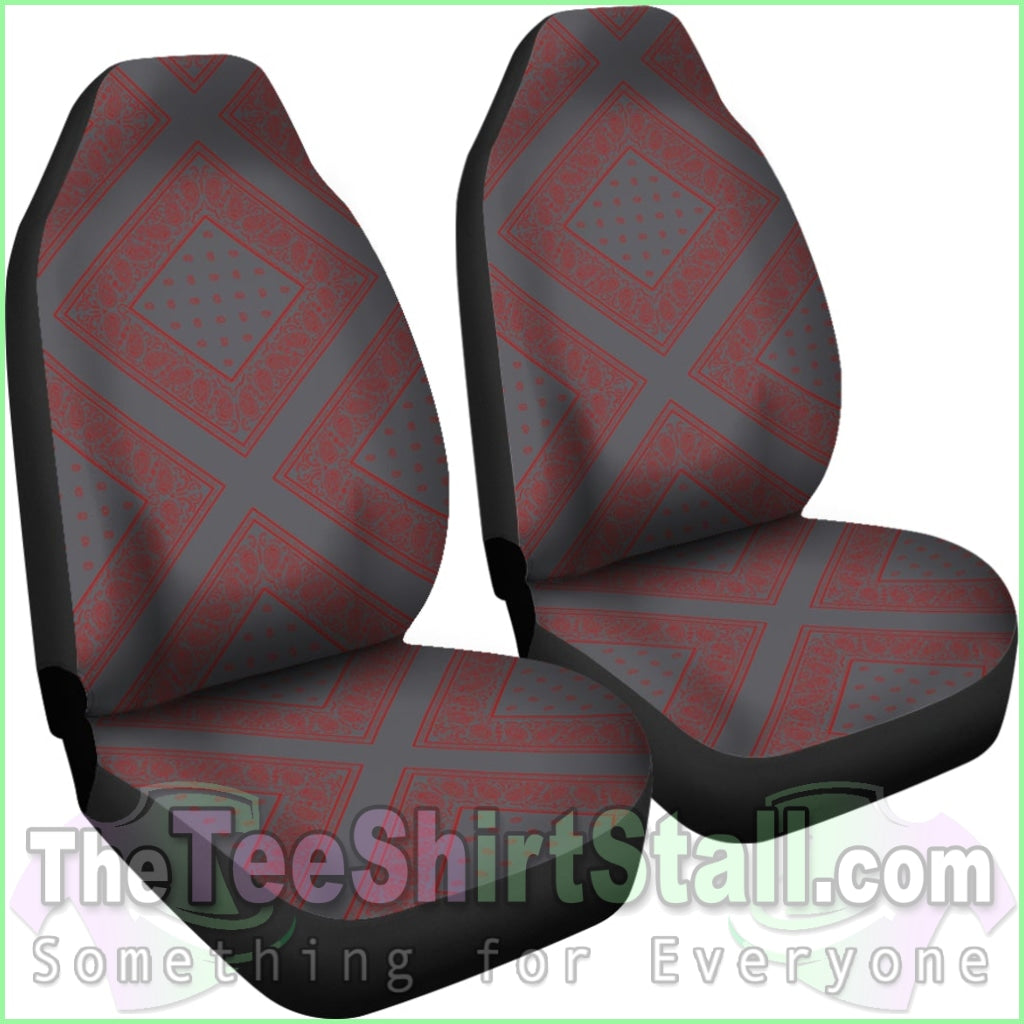 Gray And Red Bandana Car Cover Seats - Diamond