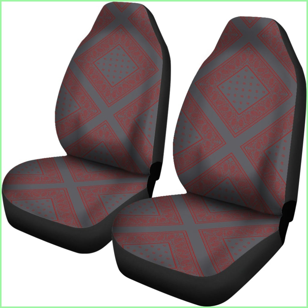 Gray And Red Bandana Car Cover Seats - Diamond