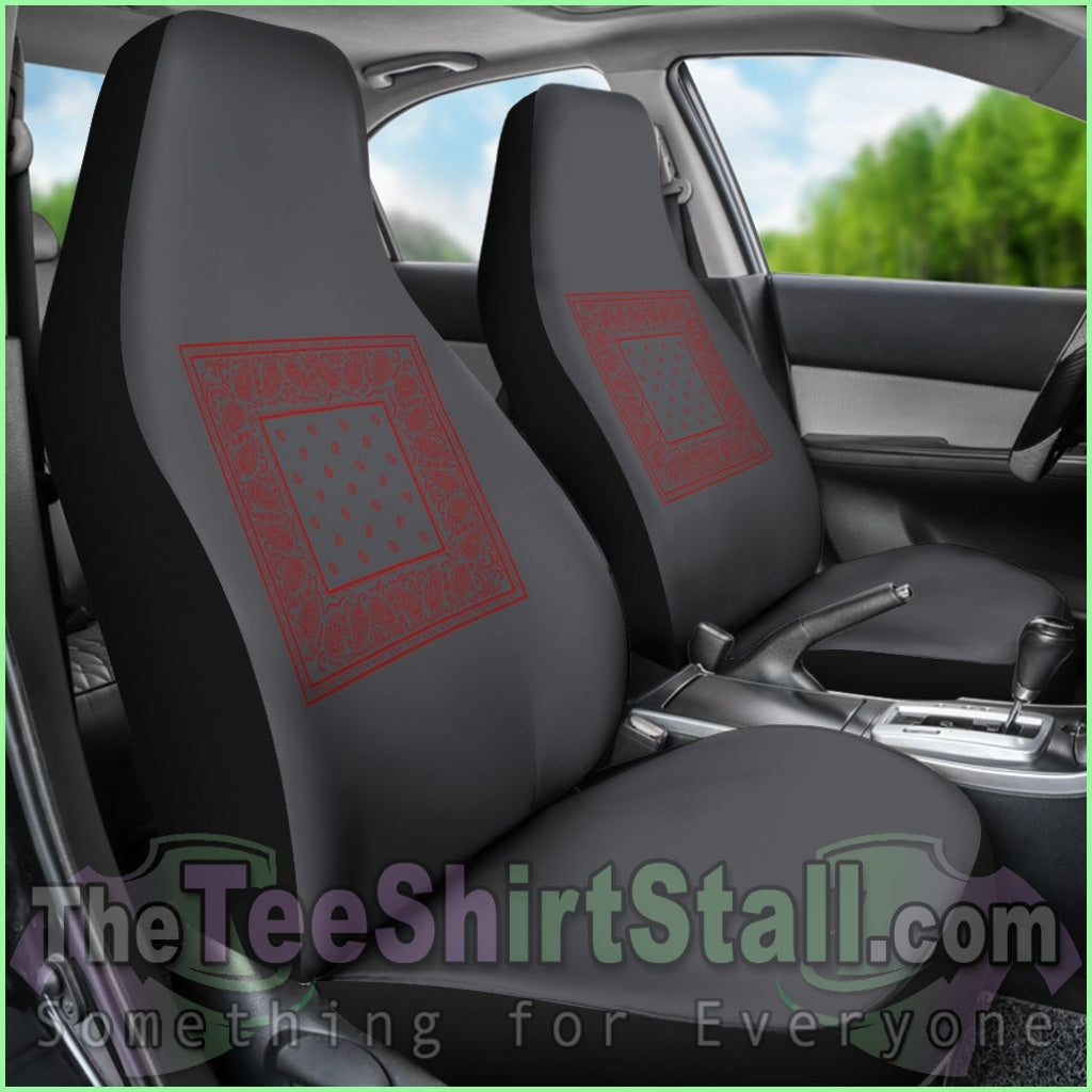 Gray And Red Bandana Car Cover Seats - Minimal