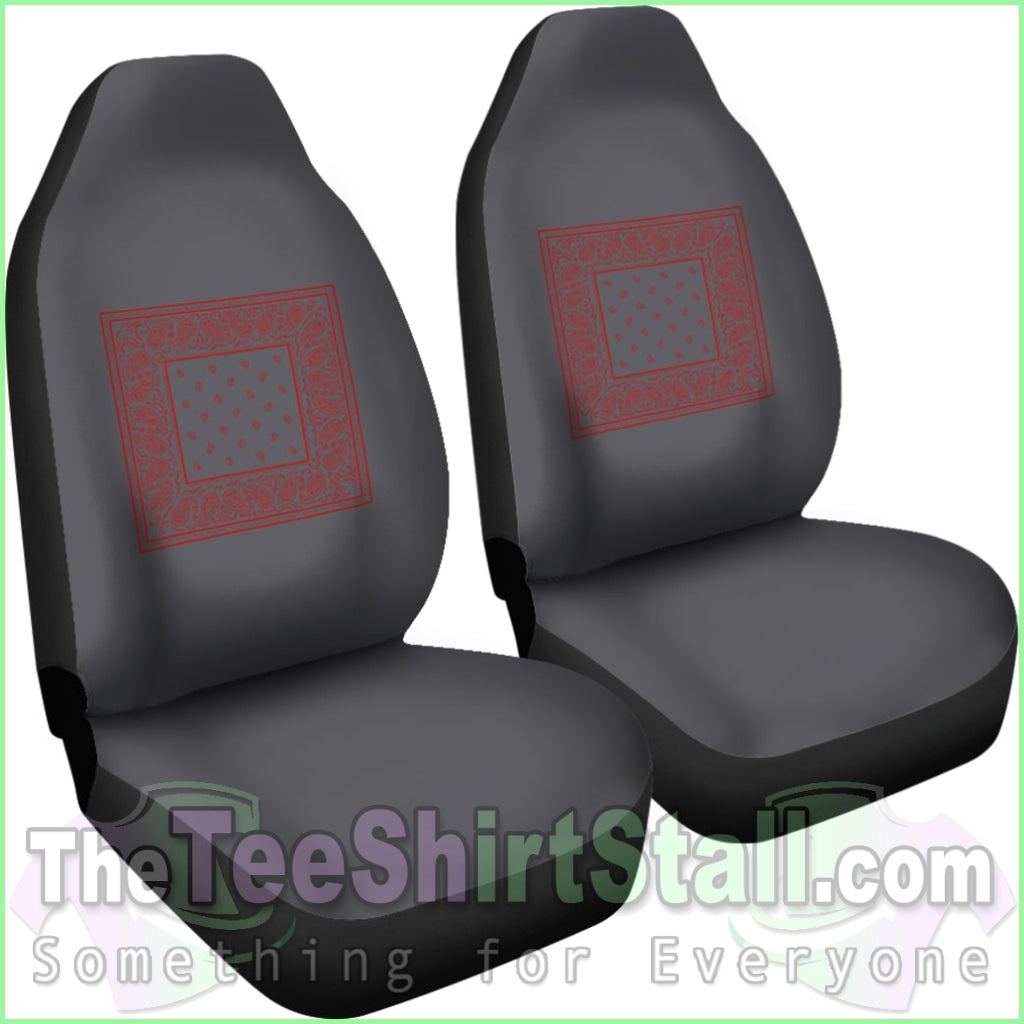 Gray And Red Bandana Car Cover Seats - Minimal