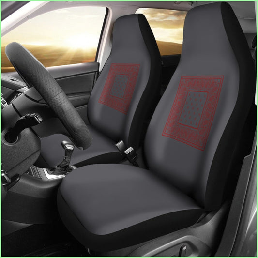 Gray And Red Bandana Car Cover Seats - Minimal