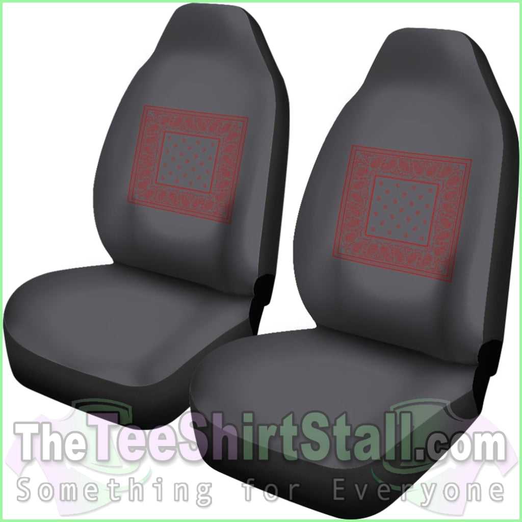 Gray And Red Bandana Car Cover Seats - Minimal