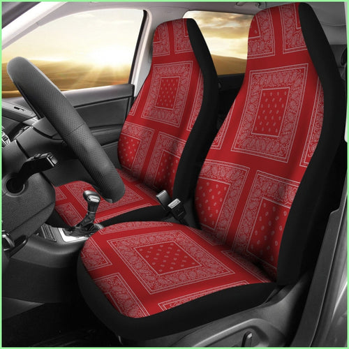 Gray And Red Bandana Car Cover Seats - Patch