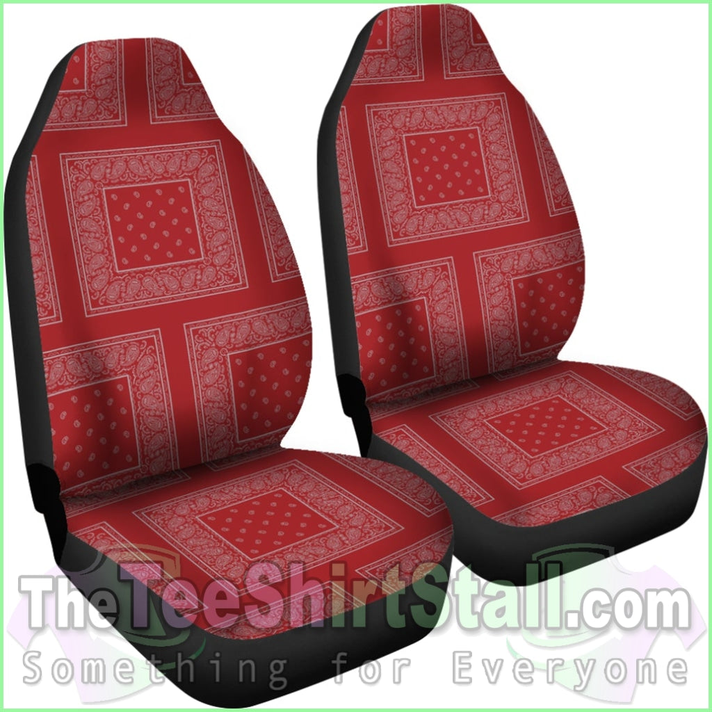 Gray And Red Bandana Car Cover Seats - Patch