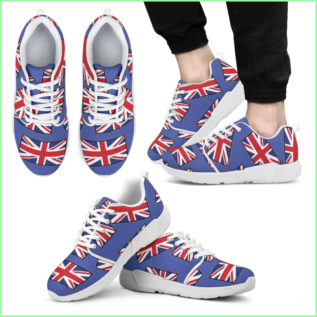 Great Britains Pride! Flagshoe - Mens Athletic Sneaker (Blue Bg White Lace)