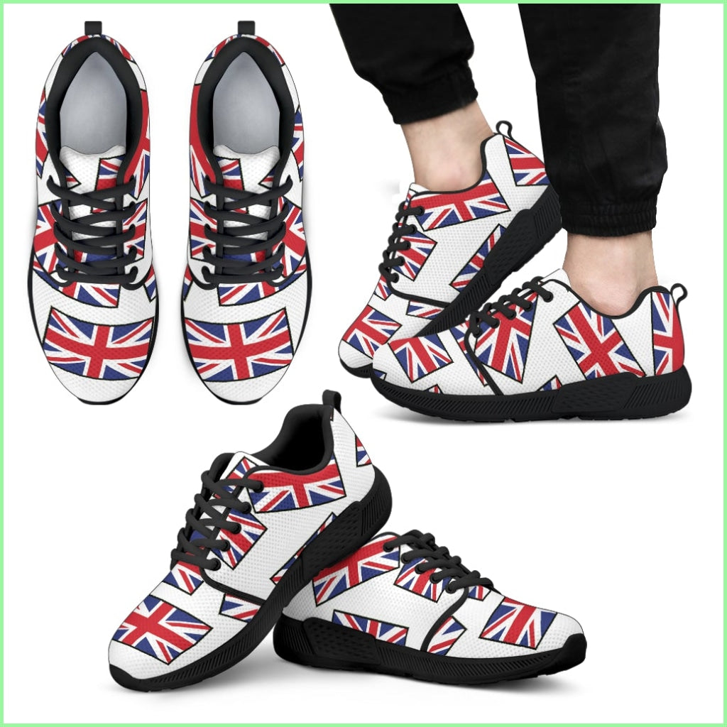 Great Britains Pride! Flagshoe - Mens Athletic Sneaker (White Bg)