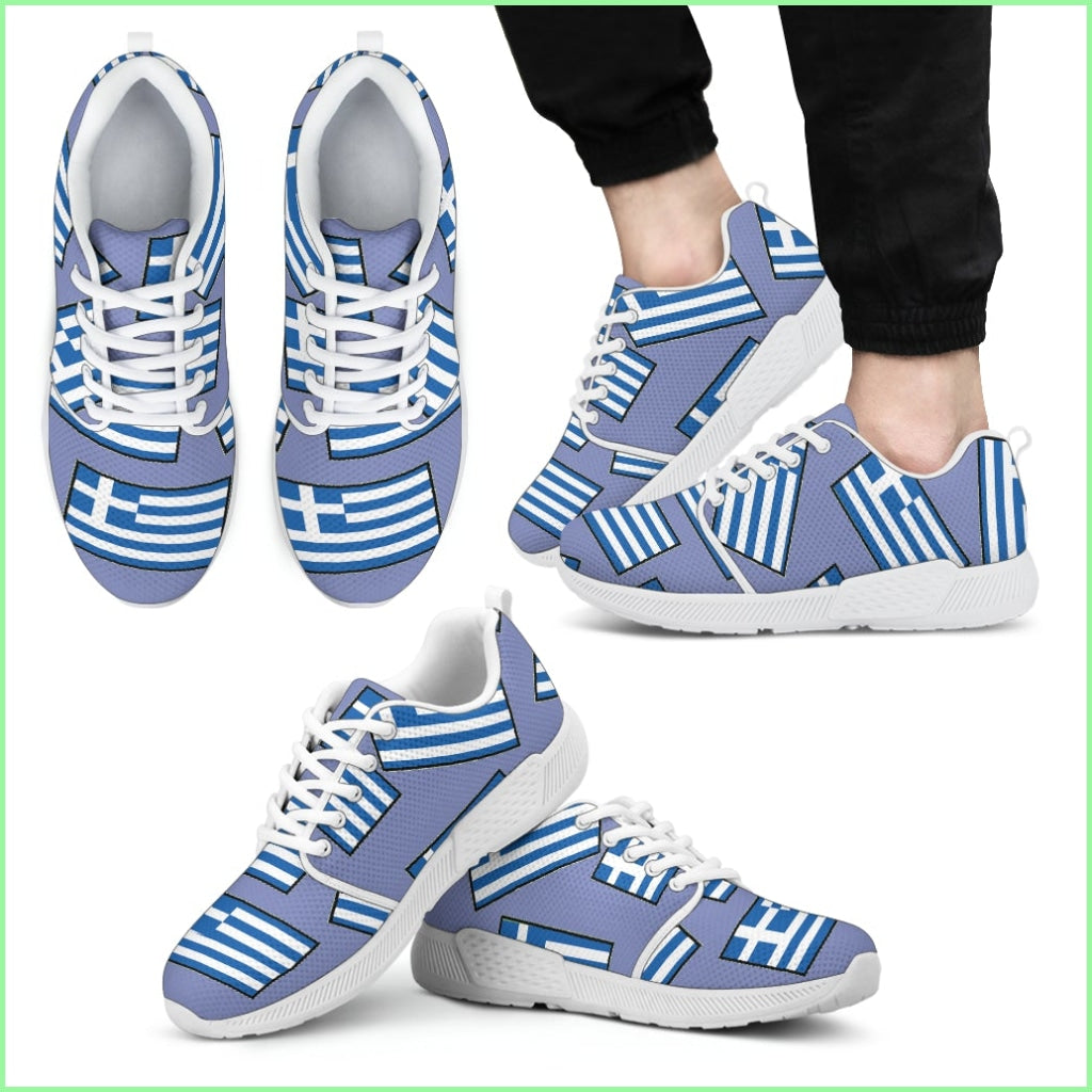 Greeces Pride! Flagshoe - Mens Athletic Sneaker (Blue Bg White Lace)