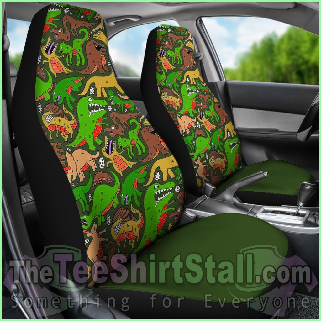 Green Dinosaur Land Car Seat Covers