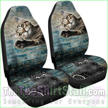 Load image into Gallery viewer, Grey Kitten Hi! Car Seat Cover
