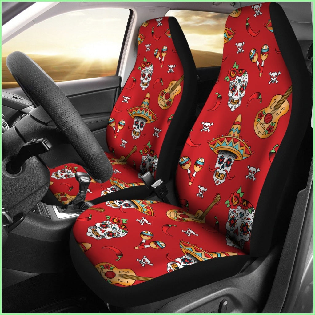 Guitar Sugar Skull Car Seat Covers