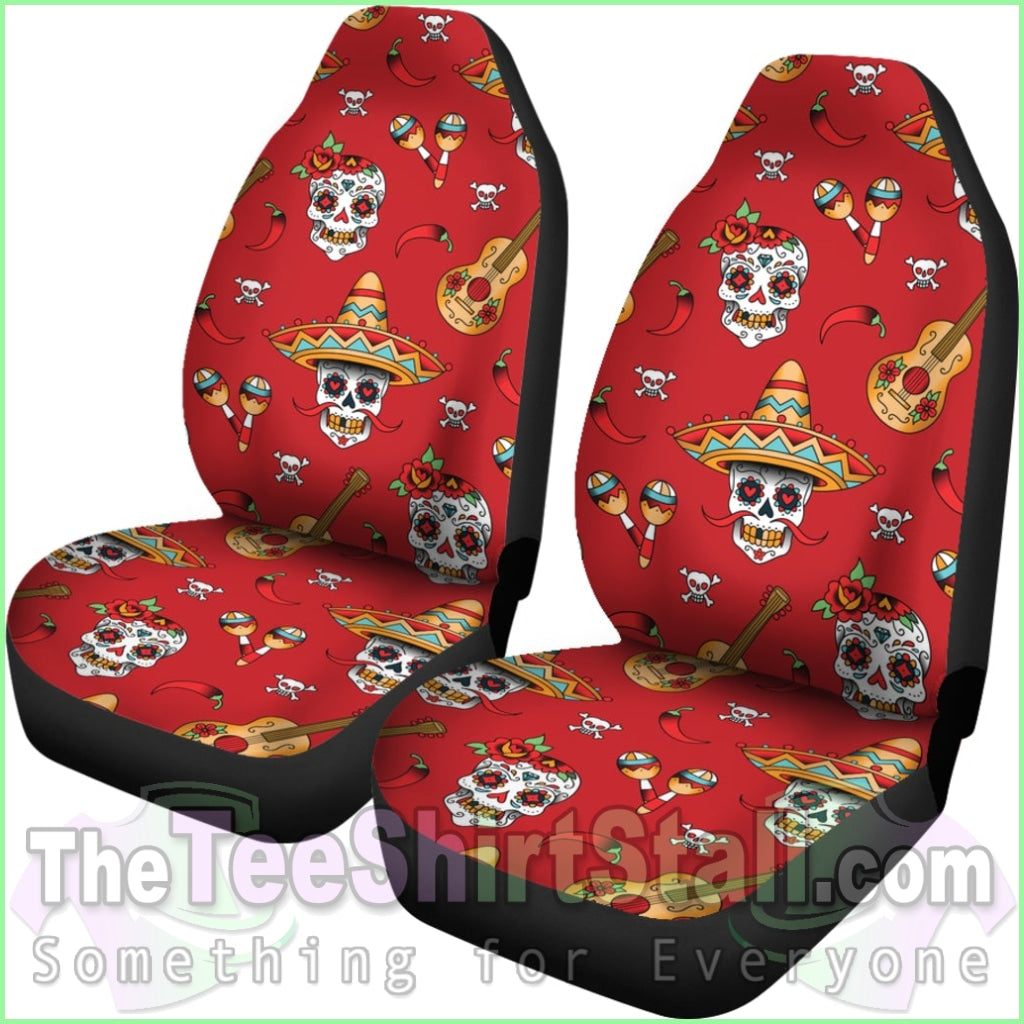 Guitar Sugar Skull Car Seat Covers