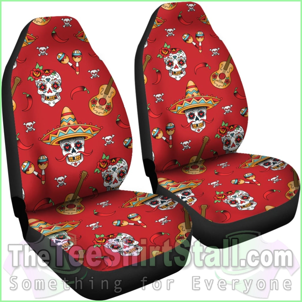 Guitar Sugar Skull Car Seat Covers