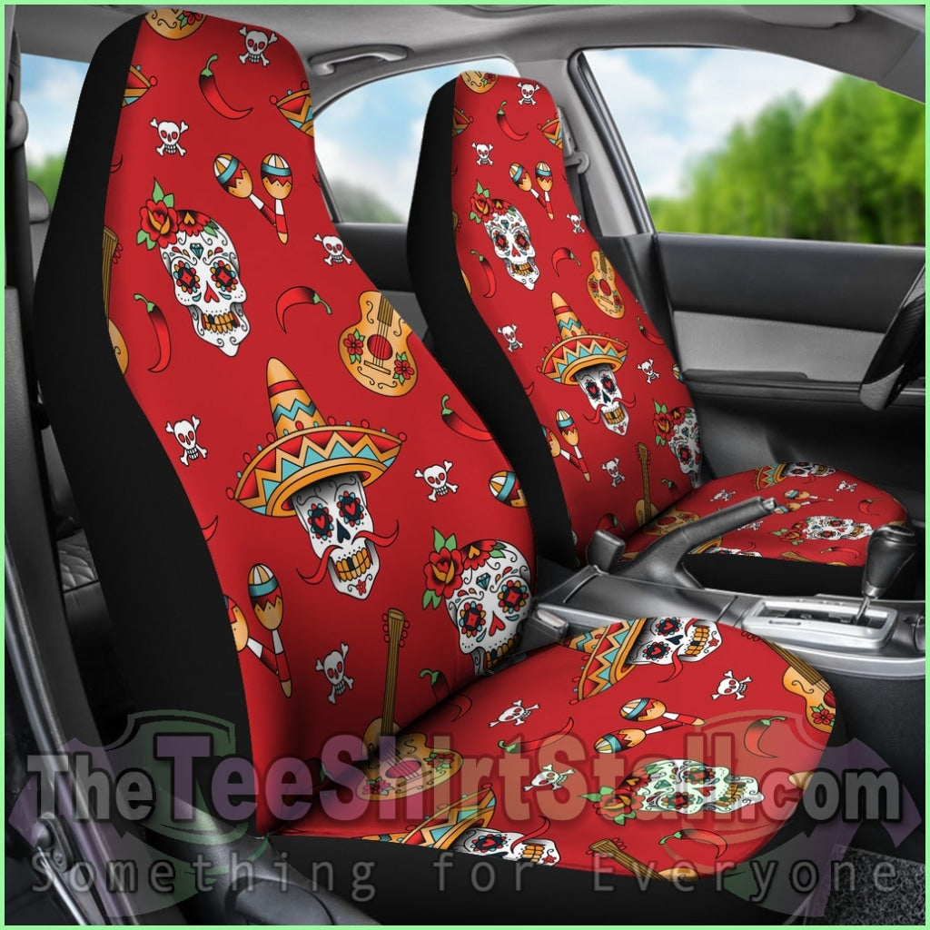 Guitar Sugar Skull Car Seat Covers