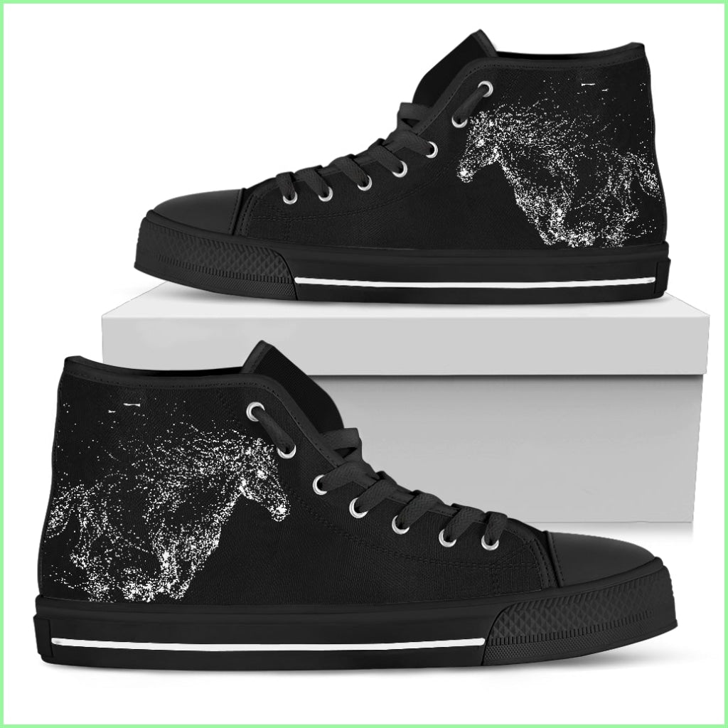 Horse Shadow Black Womens High Top