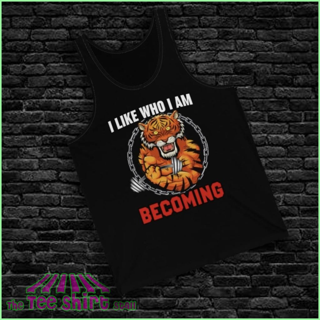 I Like Who Am Becoming Unisex Jersey Tank Top Black / L