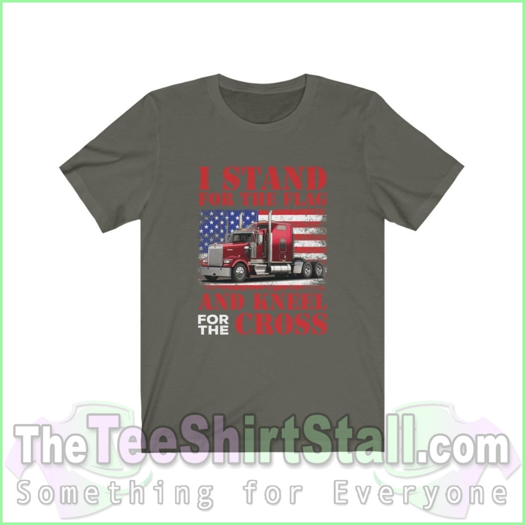 I Stand For The Flag And Kneel Cross Tee Army / Xs T-Shirt