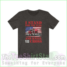 Load image into Gallery viewer, I Stand For The Flag And Kneel Cross Tee Black Heather / Xs T-Shirt
