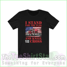 Load image into Gallery viewer, I Stand For The Flag And Kneel Cross Tee Black / Xs T-Shirt
