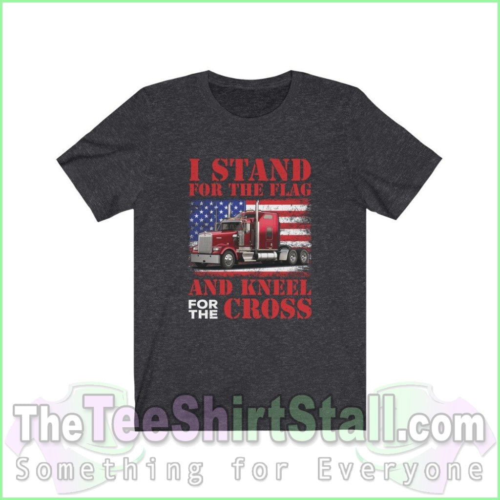 I Stand For The Flag And Kneel Cross Tee Dark Grey Heather / Xs T-Shirt