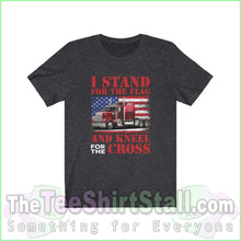 Load image into Gallery viewer, I Stand For The Flag And Kneel Cross Tee Dark Grey Heather / Xs T-Shirt
