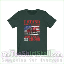 Load image into Gallery viewer, I Stand For The Flag And Kneel Cross Tee Forest / Xs T-Shirt
