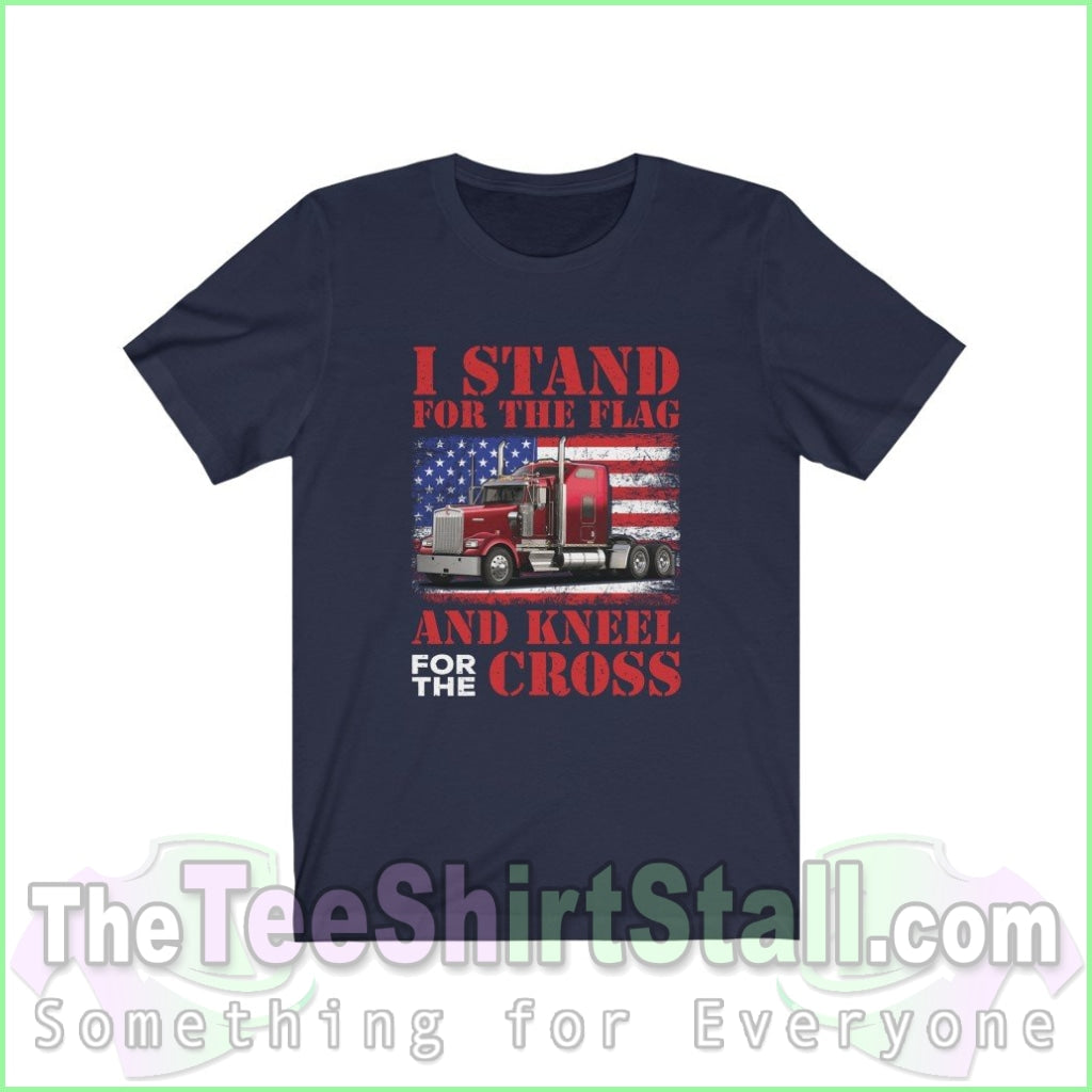 I Stand For The Flag And Kneel Cross Tee Navy / Xs T-Shirt