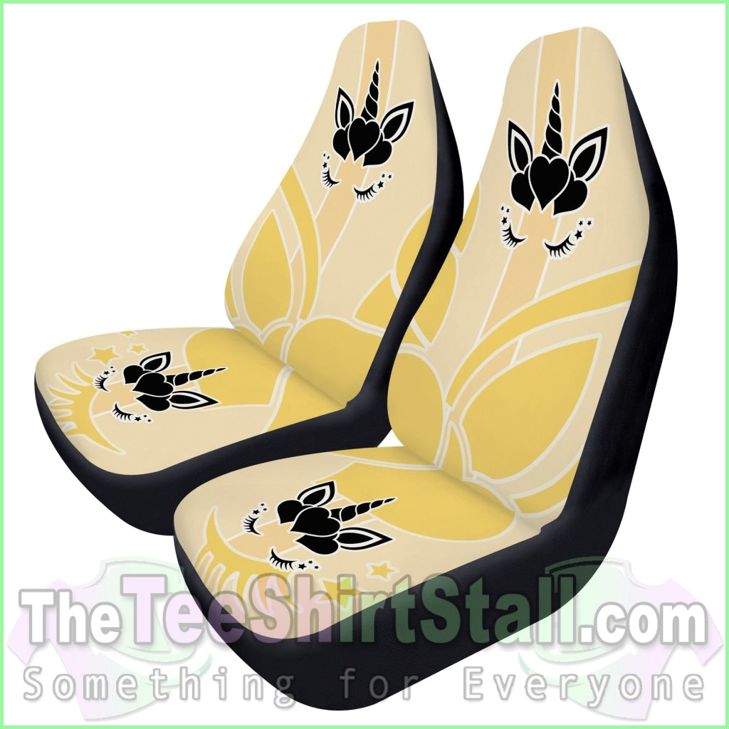 Lemon Stripe Unicorn Car Seat Covers Automotive Interior