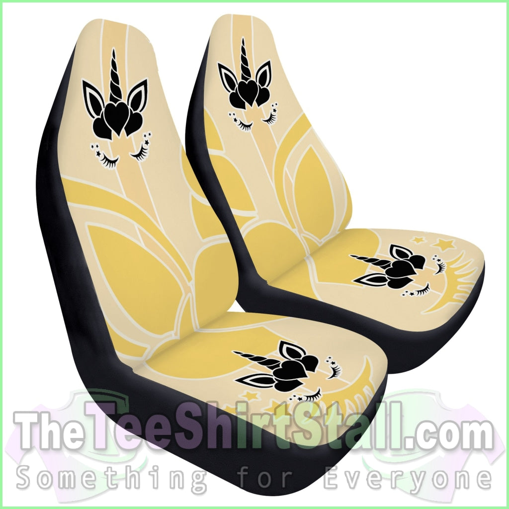 Lemon Stripe Unicorn Car Seat Covers Automotive Interior