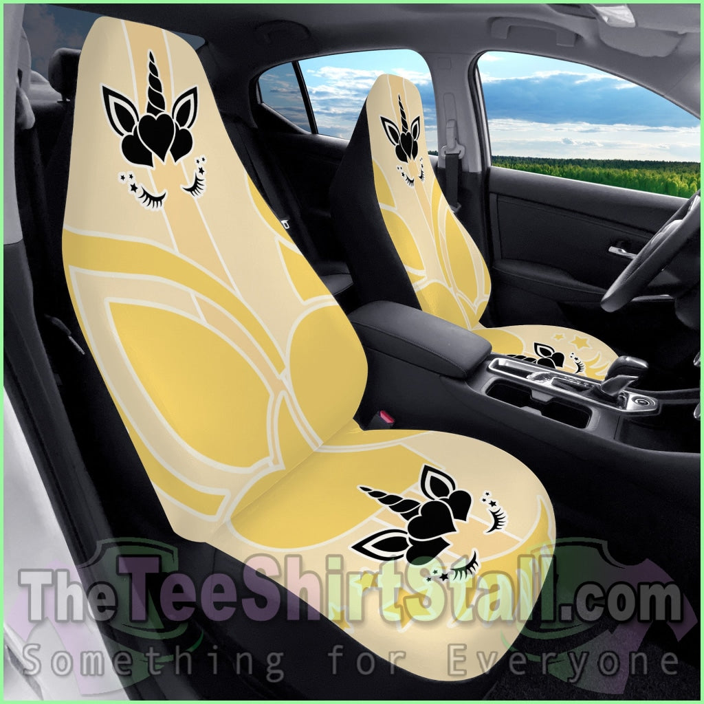 Lemon Stripe Unicorn Car Seat Covers Automotive Interior