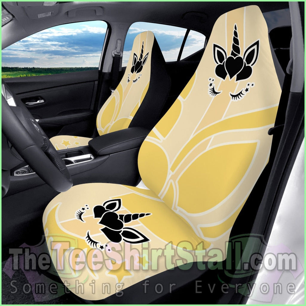 Lemon Stripe Unicorn Car Seat Covers Automotive Interior