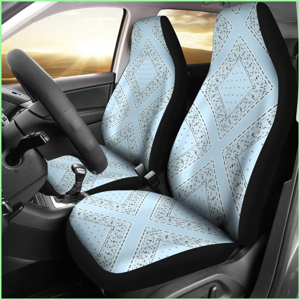 Light Blue Bandana Car Seat Covers - Diamond