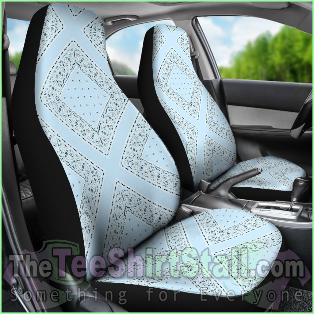 Light Blue Bandana Car Seat Covers - Diamond