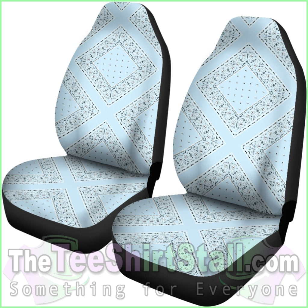 Light Blue Bandana Car Seat Covers - Diamond