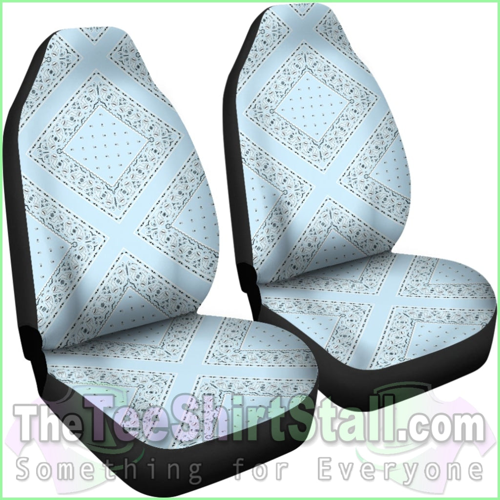 Light Blue Bandana Car Seat Covers - Diamond