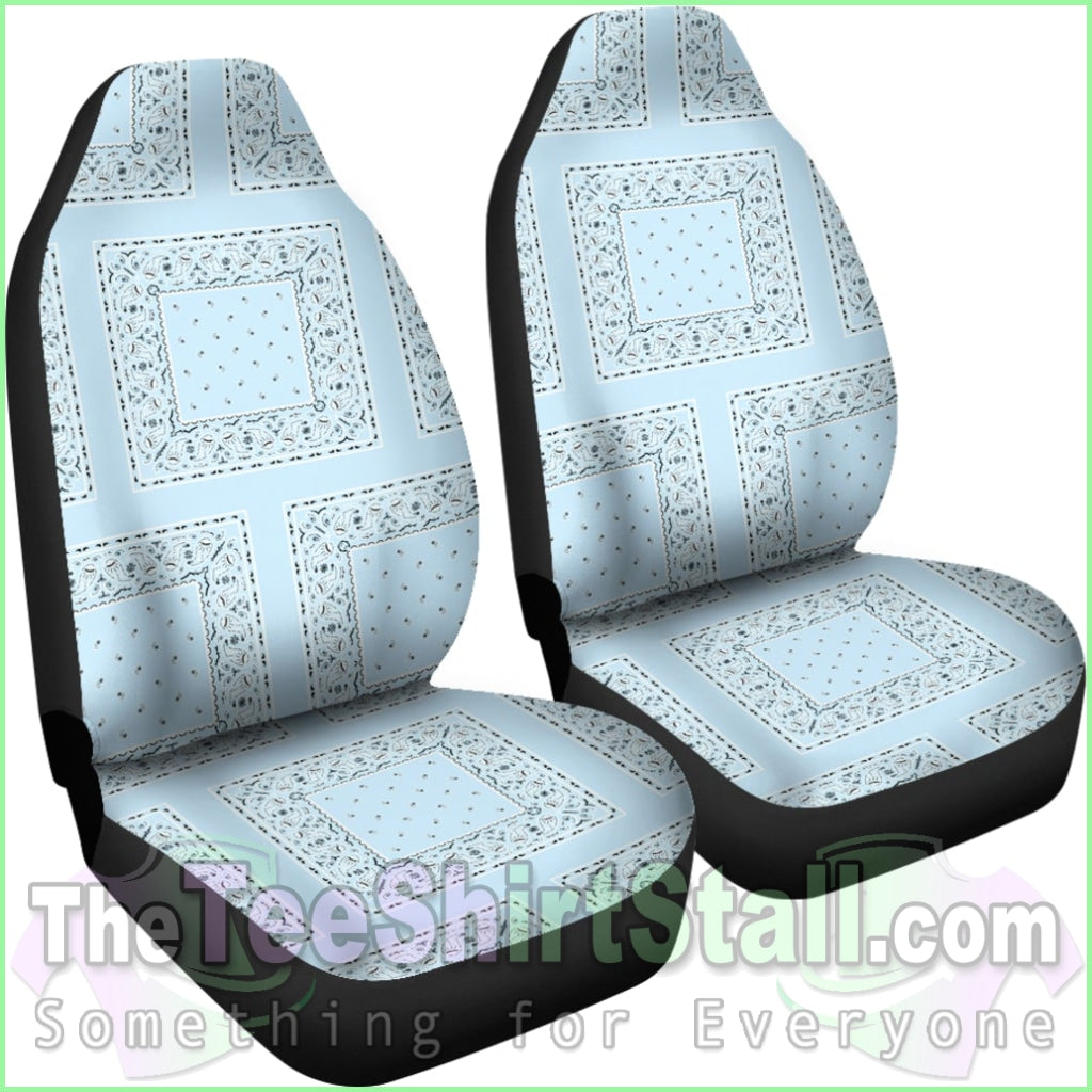 Light Blue Bandana Car Seat Covers - Patch