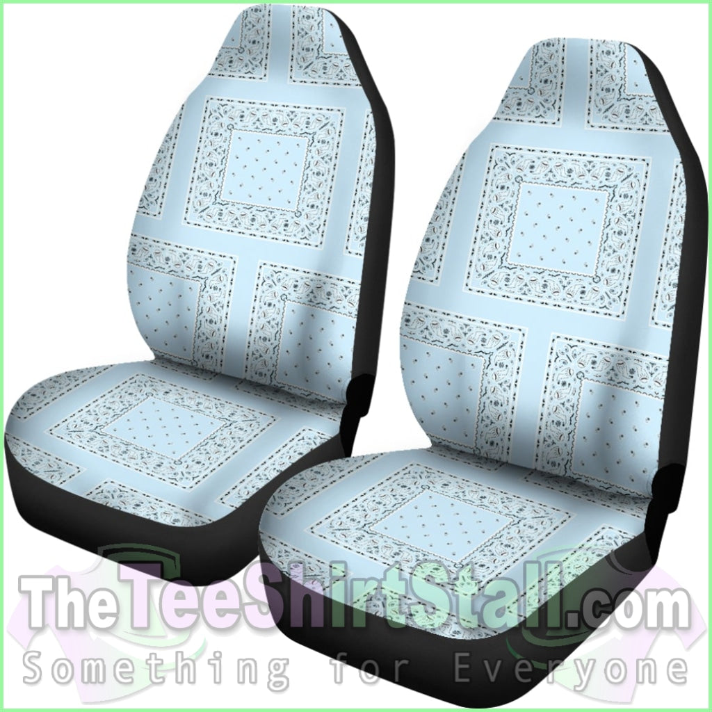 Light Blue Bandana Car Seat Covers - Patch