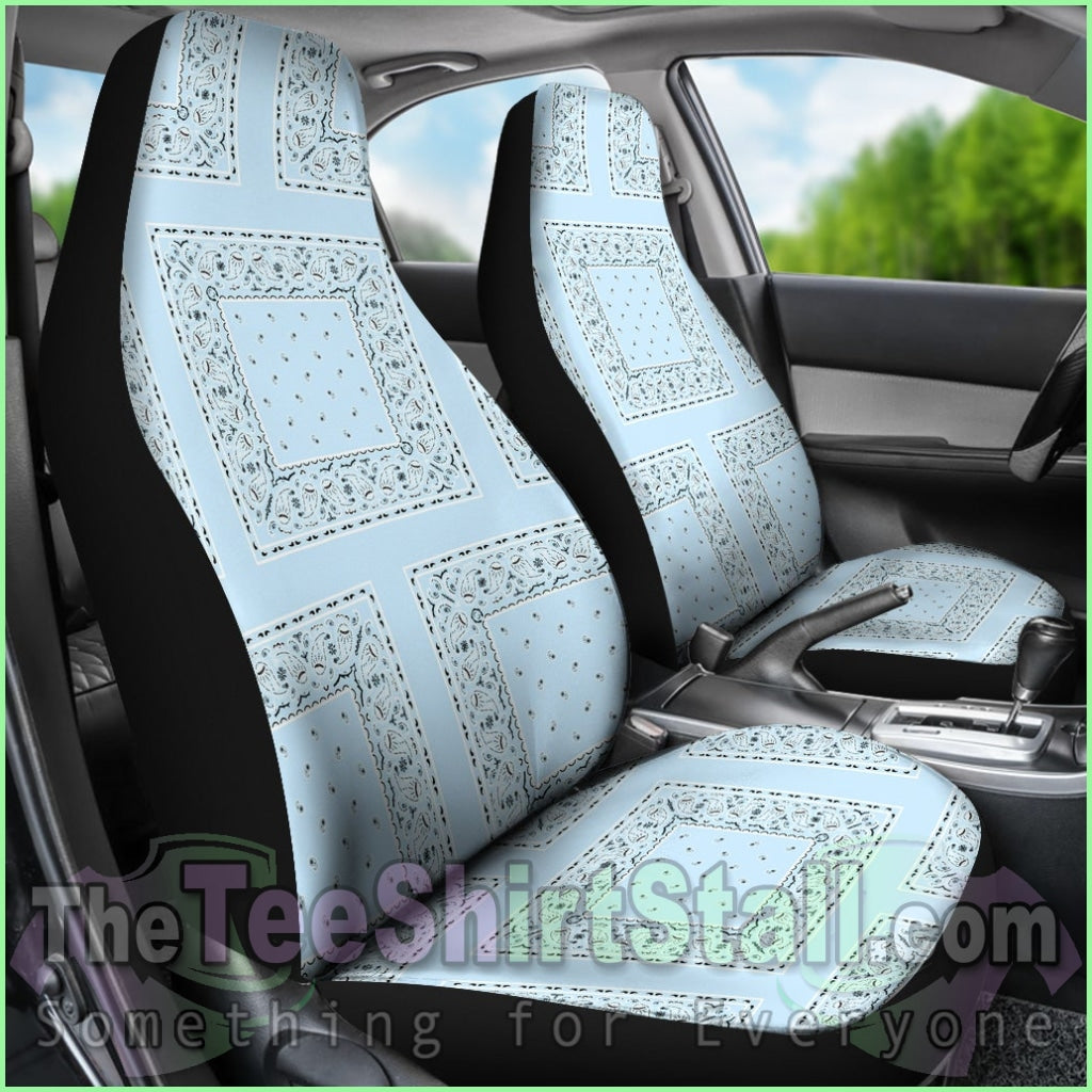 Light Blue Bandana Car Seat Covers - Patch