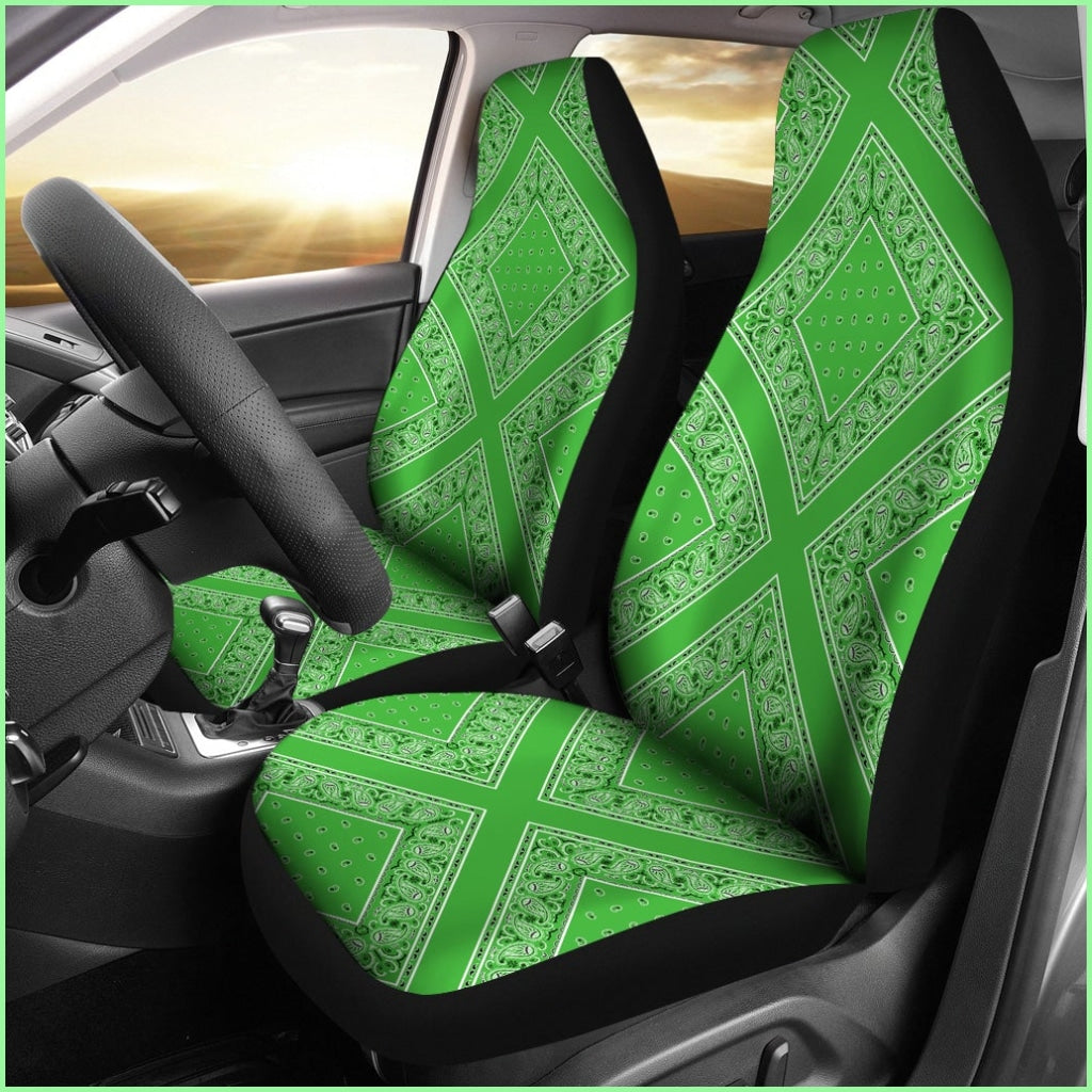 Lime Green Bandana Car Seat Covers - Diamond