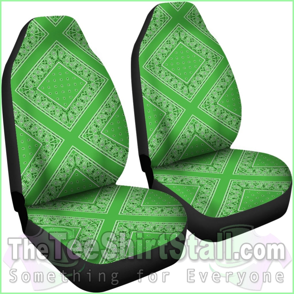 Lime Green Bandana Car Seat Covers - Diamond