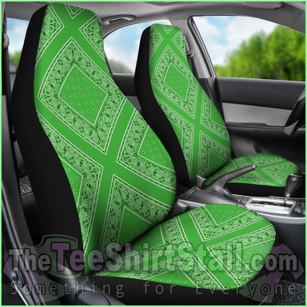 Lime Green Bandana Car Seat Covers - Diamond