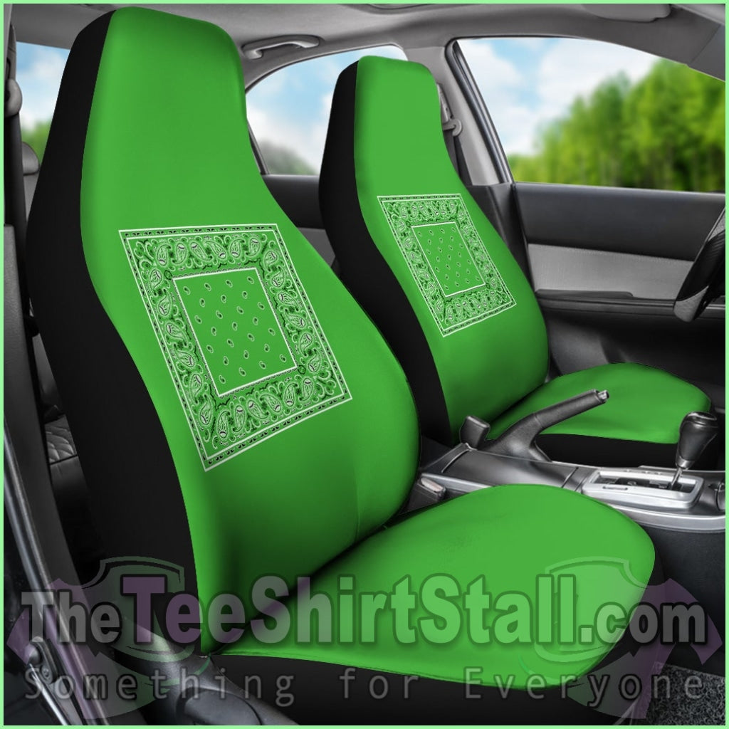 Lime Green Bandana Car Seat Covers - Minimal