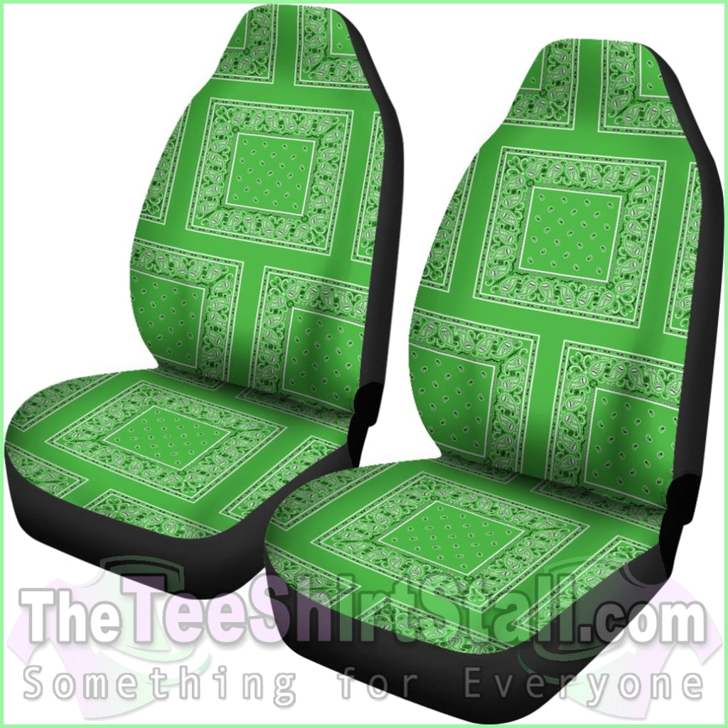 Lime Green Bandana Car Seat Covers - Patch