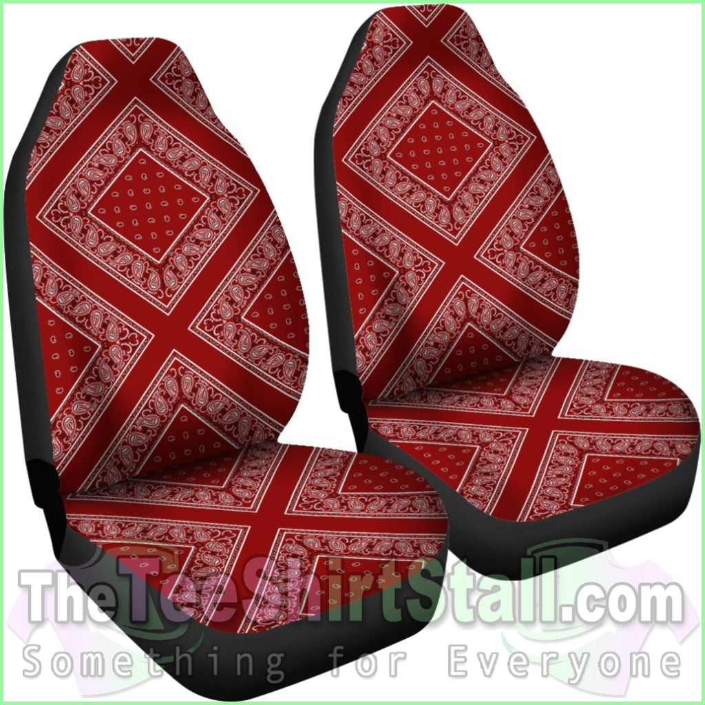 Maroon Bandana Car Seat Covers - Diamond