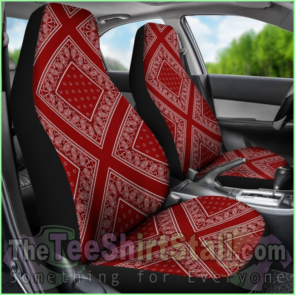 Maroon Bandana Car Seat Covers - Diamond